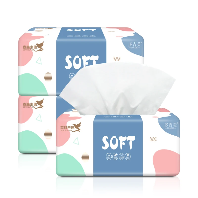 Pop up facial tissue paper oem customized tissue paper 4 ply recycled pulp for home