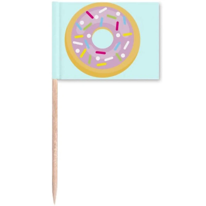 
Hot Sale Pink Cream Doughnut Dessert Sweet Food Toothpick Flags Marker Topper Party Decoration Toothpick Flags 