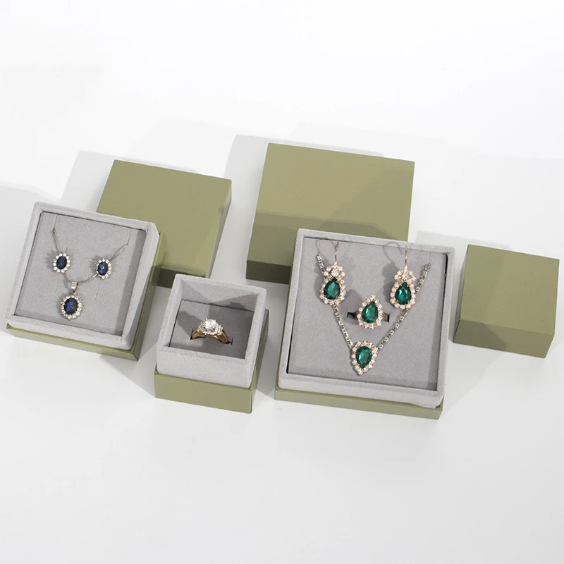 luxury custom small flat necklace ring box plastic gray jewelry box packaging