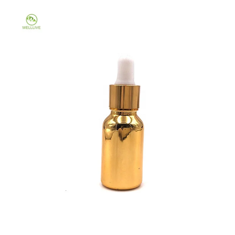 5ml 10ml 15ml 20ml 30ml 50ml 100ml shiny silver plated gold perfume essential oil glass dropper bottle with rubber head