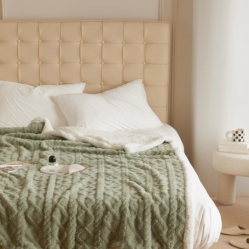 Factory Direct 3D CustomSherpa Jacquard Blanket White Sherpa Edge Blanket Wave Pattern Banket Fast Shipping Low Moq