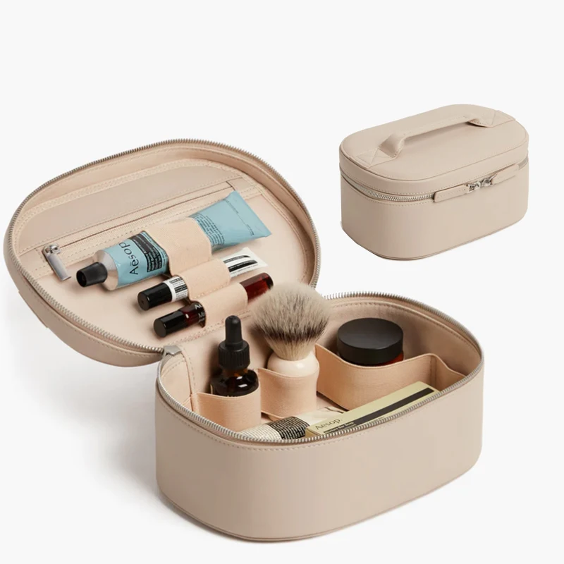 Wholesale custom small travel makeup train case personalized leather cosmetic bag for woman