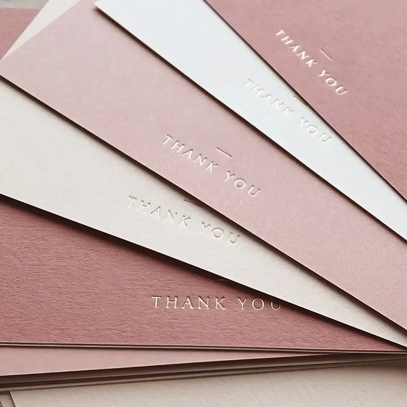 Recycled Custom Business Card Rose Pink Embossed Printed Paper Thank You Card Greeting Card With Envolpe
