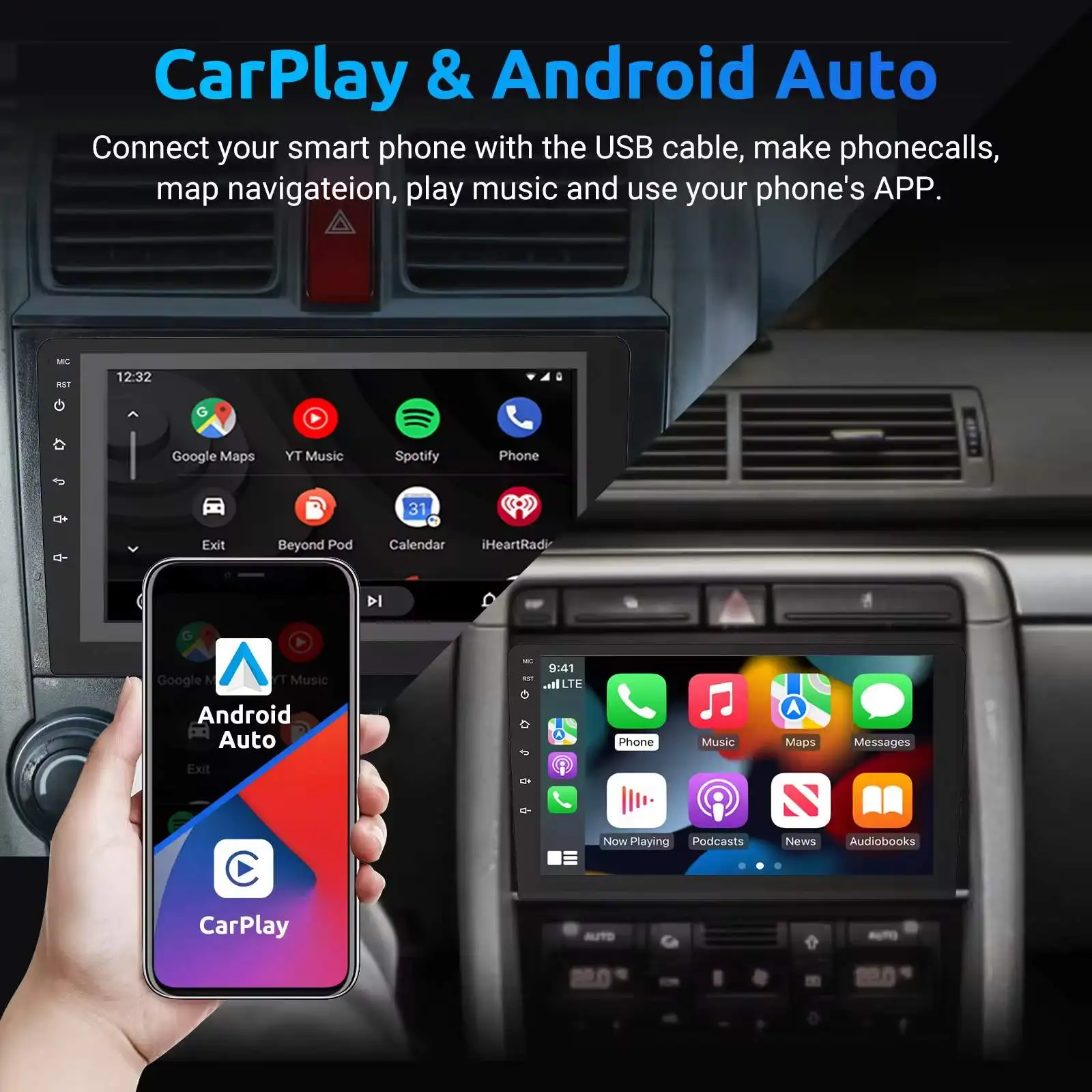 2+32 Carplay 9 inch Car Screen Carplay With 1280*720 Touch Screen Radio Stereo Android Car Radio Car DVD Player