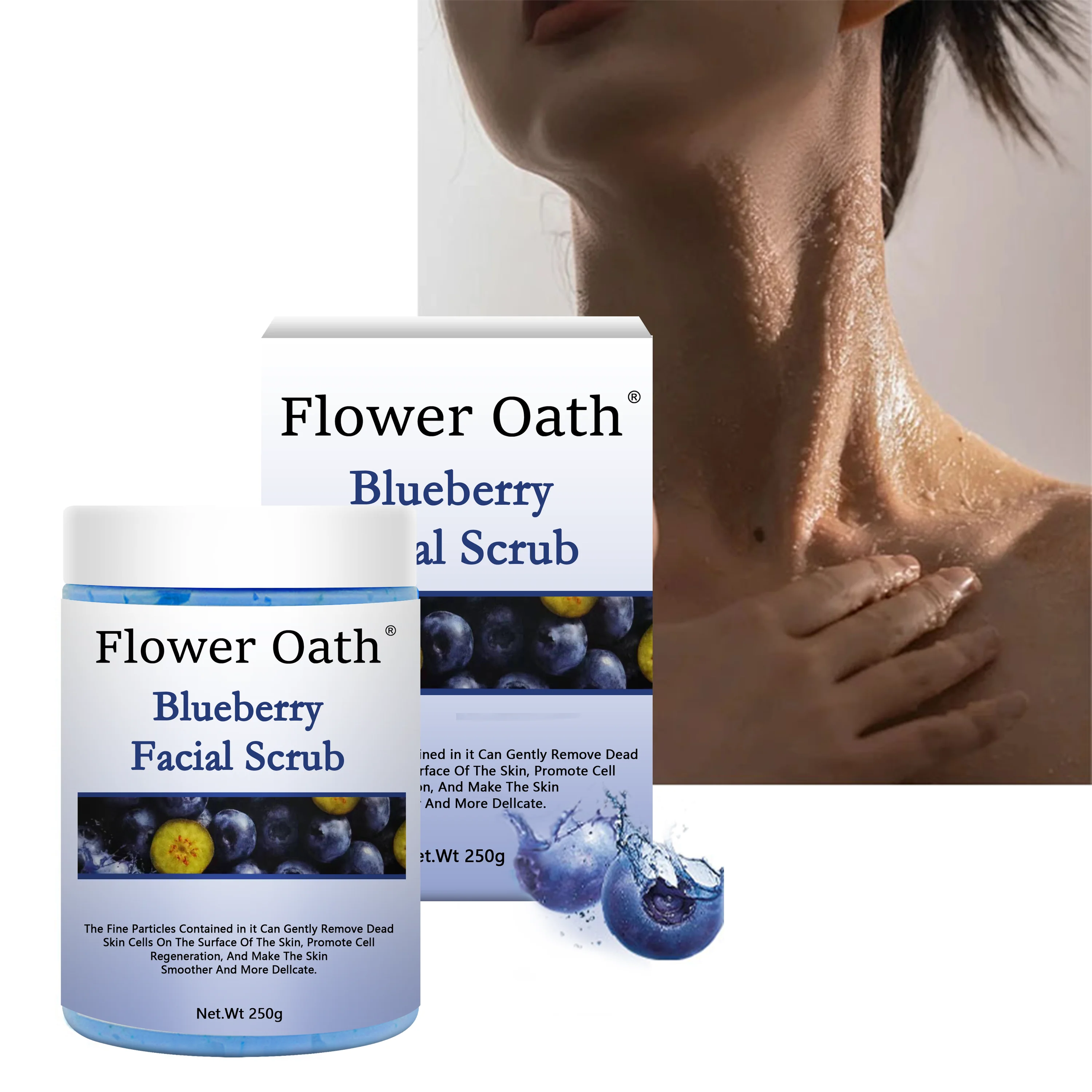 Private Label Whitening Moisturizing Exfoliating Remove Dead Skin Organic Suger Natural Blueberry Body Face Scrub