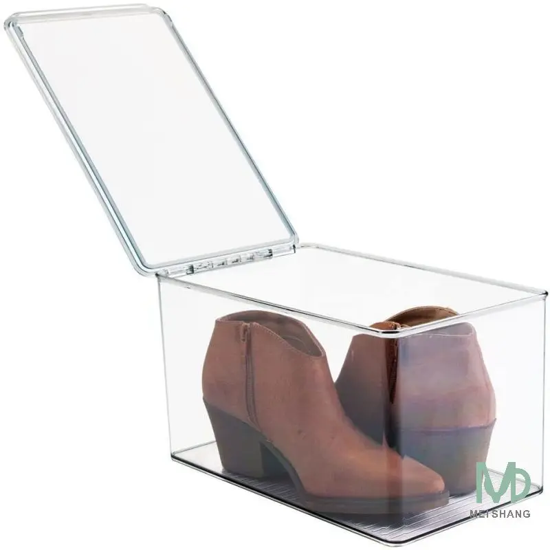 Shoes Stackable Closet Plastic Storage Box with Lid