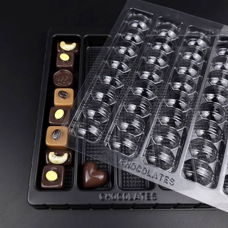 Custom 48 chocolates plastic blister tray with clear lid truffle candy display packaging