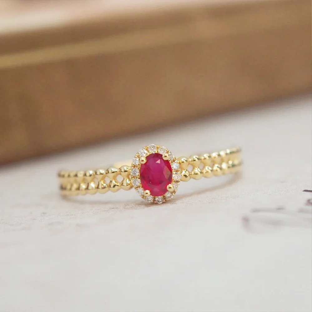 Ruby Jewelry Ring Stackable Zirconia 925 Sterling Silver 18k Gold Plated Anniversary Gifts Ruby Hand Ring For Women