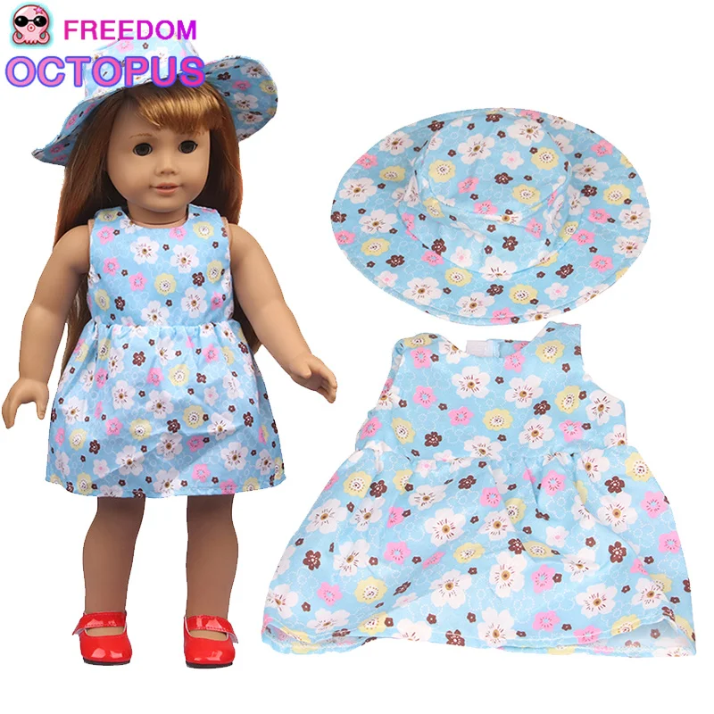 18 Inch Baby doll white red Striped Top Toy Doll Mini Cute doll Clothes suit with hat