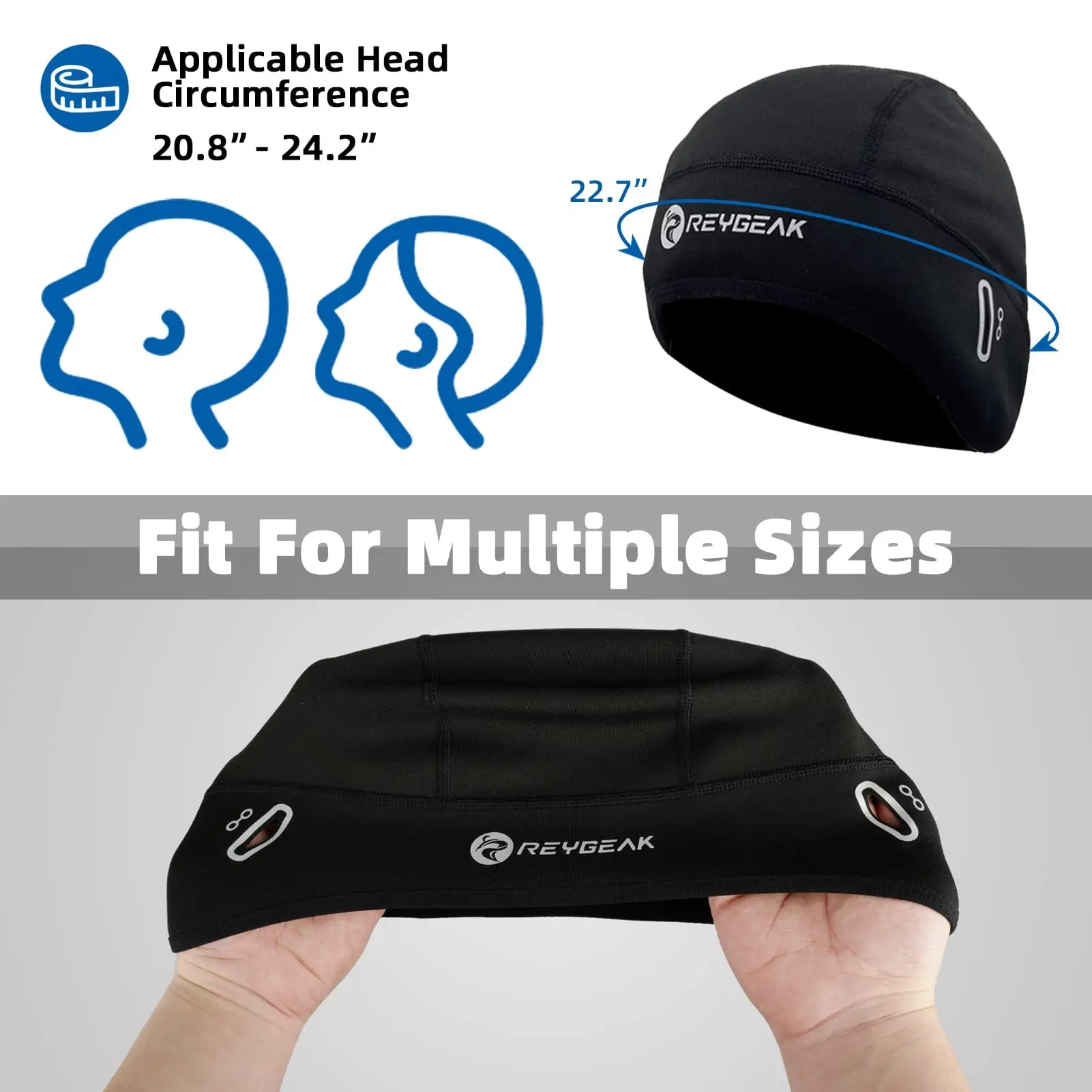 REYGEAK 2 Pack Skull Cap Helmet Liner and Balaclava Face Mask Ski Mask Winter Windproof Neck Warmer Cycling Skiing Hat Beanie