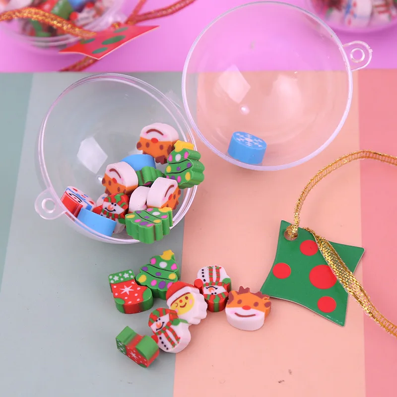 Creative Christmas Ball Erasers Snowman kids Cute Cartoon Christmas gift ball Kawaii Stationery Supplies Christmas mini erasers