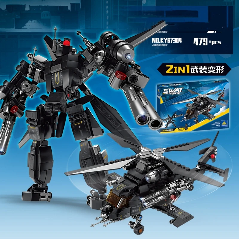 KY67304-KY67307 military swat helicopter armored vehicle cruiser model creative Building Blocks Toy gift for kids boys