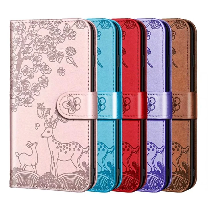 Deer Flower Wallet Leather Case For Samsung Galaxy A82 A22 5G A52 A72 A42 A32 A12 4G A41 A31 A21S A20S A40 A50 A50S Flip Cover