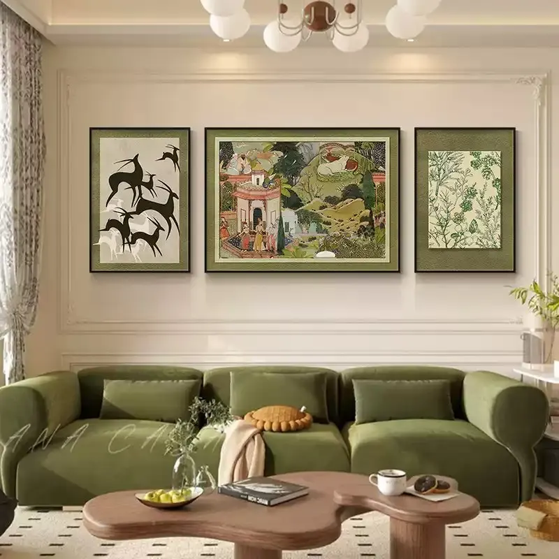 Luxury Modern America Euro Frame Classical Vintage Flower Poster Print Wall Art Rolled Canvas Painting For Living Room Bedroom