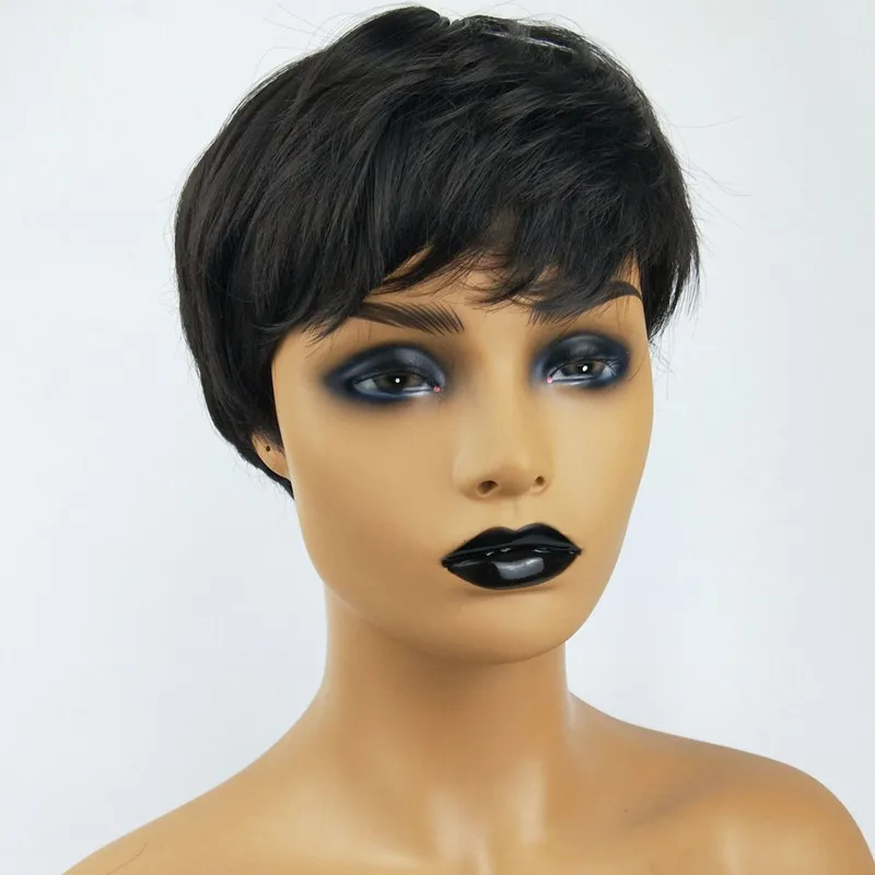 Hot sale in Africa goods in stock Wig Wholesale Fashion Ladies Black Short Wig Headgear Wig Female