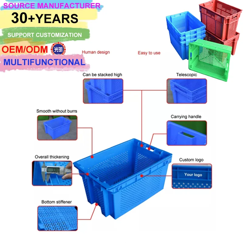 Cheap plastic crates good quality stackable and nestable crate for fruits and Vegetables