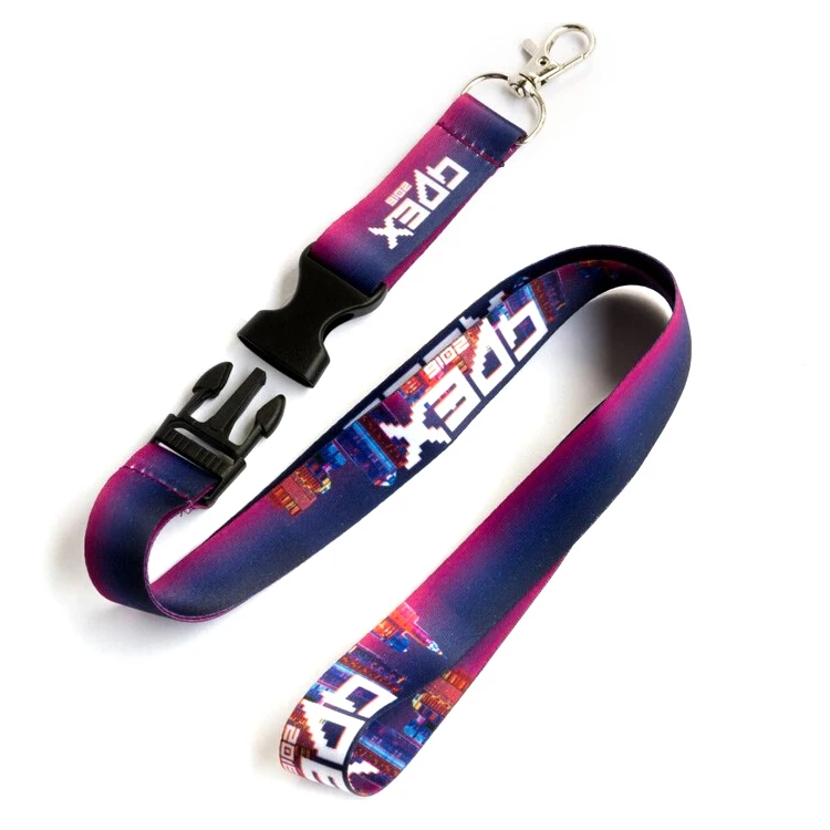 YIBAO Promotional Custom Woven Lanyard Polyester Jacquard Neck Lanyard Screen Printing Plastic Buckle Promotional Gift Silk