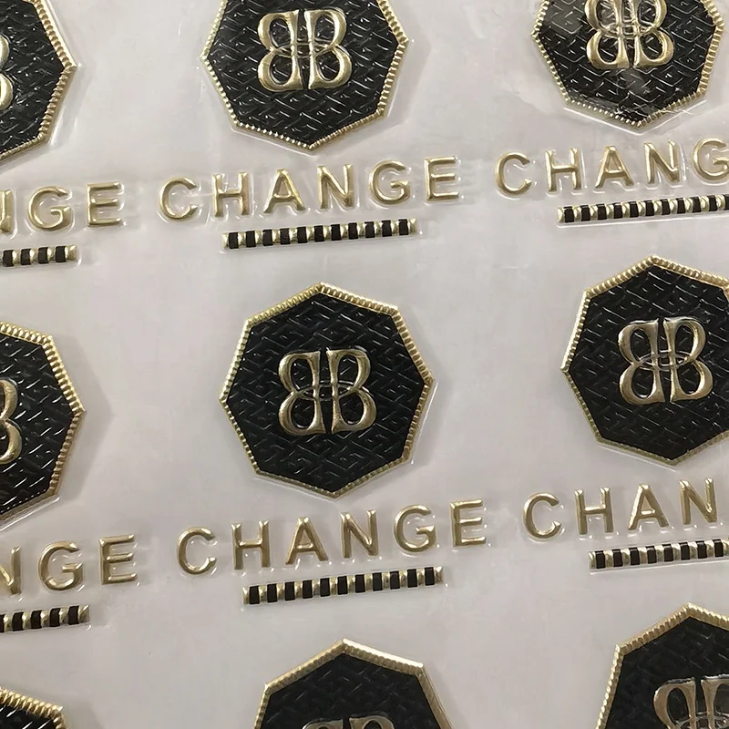 High quality golden flag badge Custom TPU heat transfer 3D embossed logo Sustainable high-frequency soft PVC labels