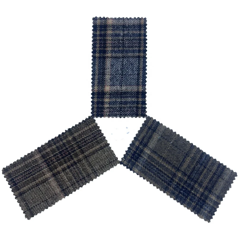 Fabric Manufacturing Woven Jacquard Suit Blazer Coat Plaid Tweed Wool/Polyester Fabrics For Clothing 2242