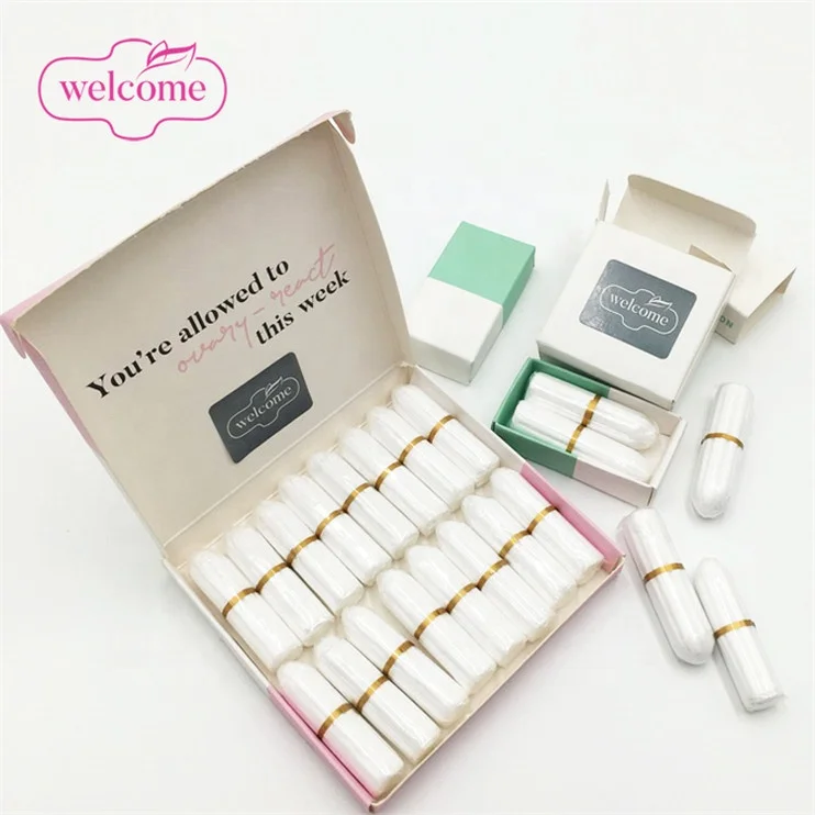 Feminine Hygiene Products Disposable Compostable Bio CBD Tampons Low Tempones MOQ Private Label Organic Tampons