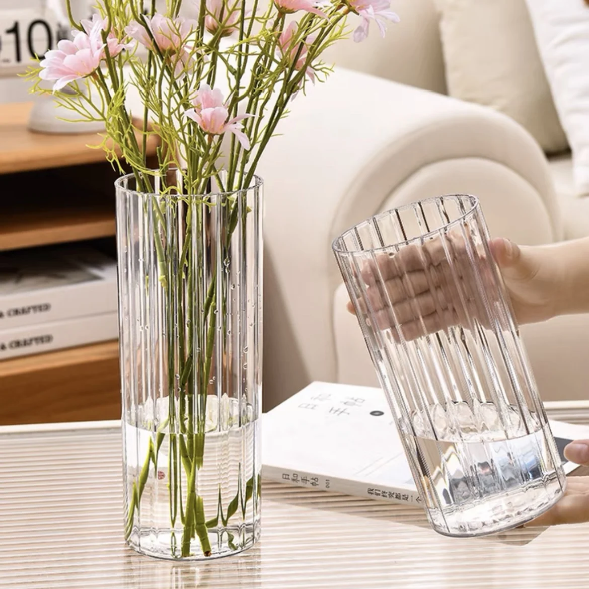 Wholesale Clear Square Plastic Cylinder Decorative Bouquet Cylinder Centerpiece Acrylic Flower Vase