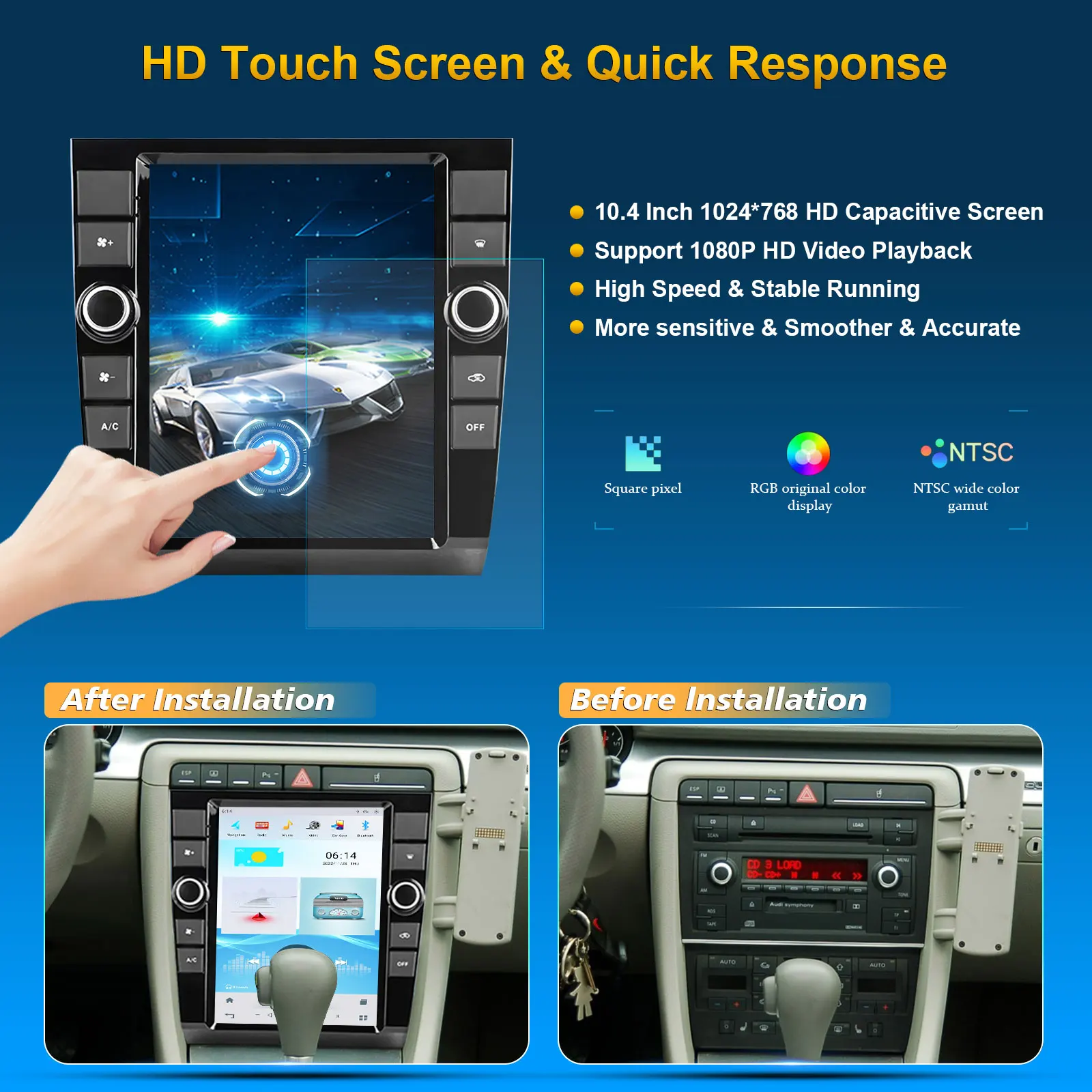 Android 11 For AUDI A4 2002-2008 Car Stere Multimedia Audio Radio Player GPS Navigation Vertical screen 2 DIN