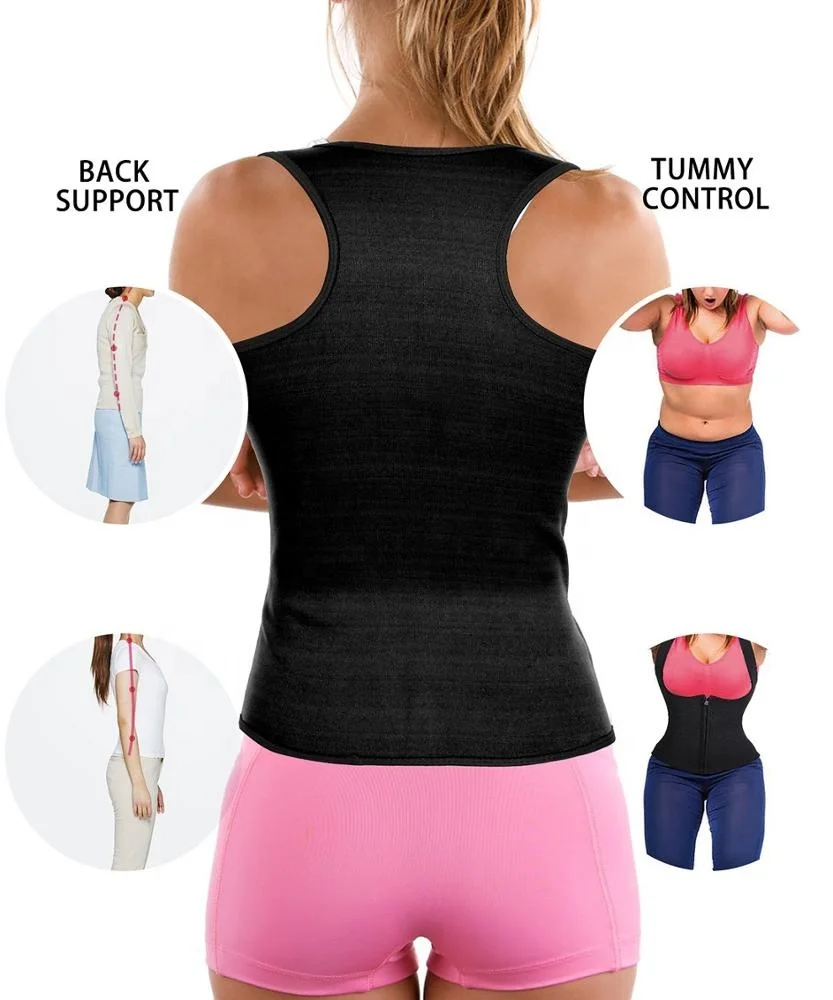 
Women sport gym body Corset belly shaper sauna sweat fitness slimming Loss Weight vest top shirt with zipper OEM 