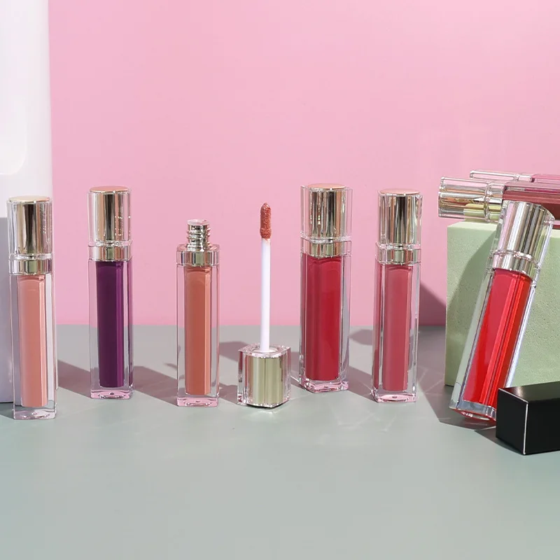 Plant-Based Custom Private Label Moisturizing Lip Gloss High Shine Pearlcent Shimmer Acrylic Matte Lip Gloss