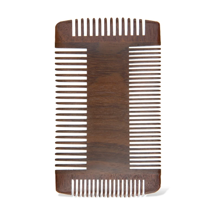 Custom logo 4 side amoora wooden beard comb for men