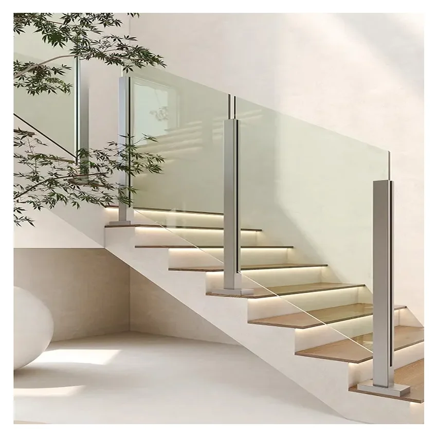 High quality glass railing modern design frameless stainless steel glass stair railing