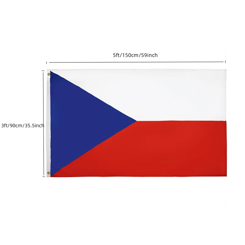 90 X 150 cm Print czech flag of Czech Republic Czechia CZ CZE CZECH red white blue flags country Waterproof and UV Resistant