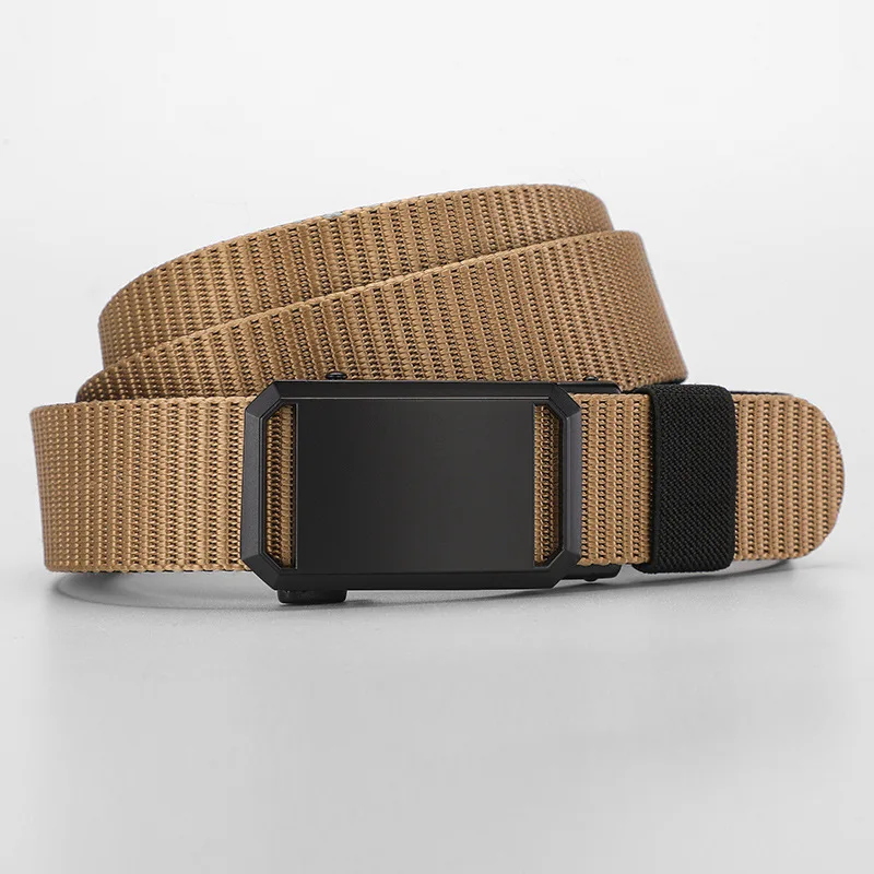 Custom Adjustable Mens Elastic Fabric Belt Jeans Polyester Belts Automatic Buckle Outdoor Nylon Fabric Belts
