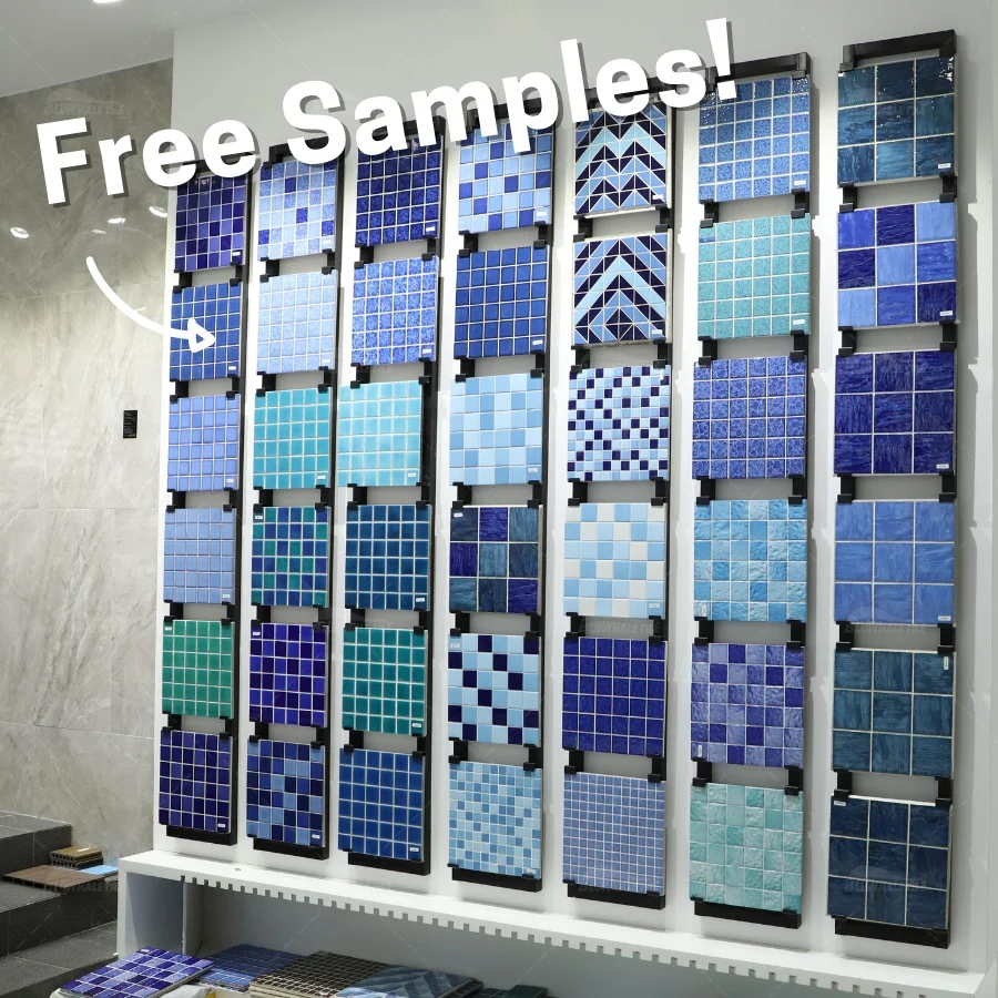 Bluwhale Foshan Factory Wholesale Pool Mosaic Price Inkjet Glossy Glazed Ceramic Swimming Pool Tile Mosaic