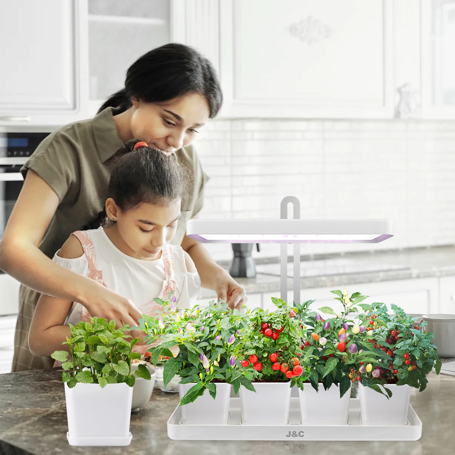 Plastic Drainage smart indoor garden Pot Modern Decorative Gardening Pot Herbs pots for Plants Flowers Herbs Succulents