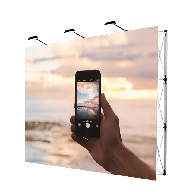 30 Seconds Portable  Quick Assembly Straight or Curved Pop Up Backdrop Display Stand  Fabric Wall Stand Display System