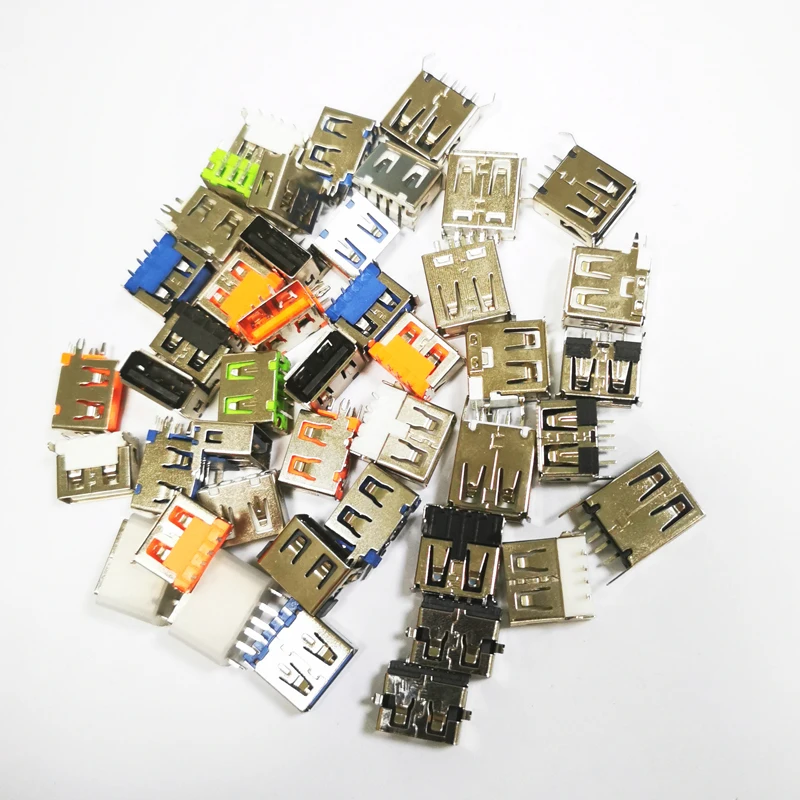 USB 3.0 Connector Female Socket 180 degree Bent Feet AF type for computer,laptop,notebook L=11.5mm,13mm,13.7mm,15mm