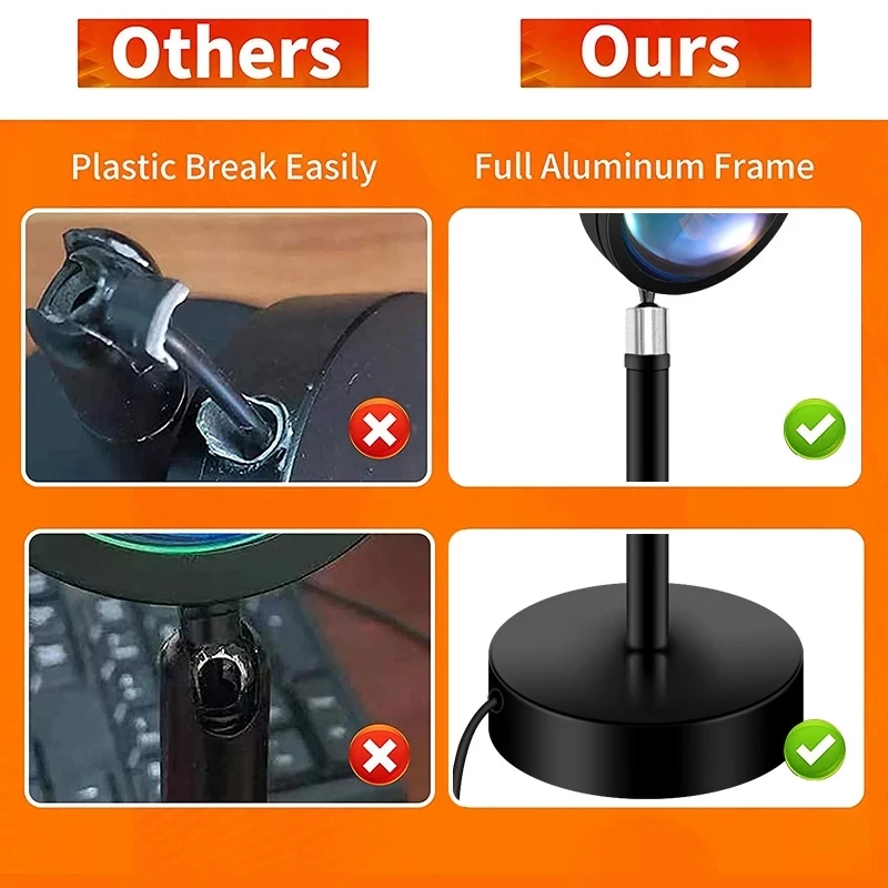 Nordic Ambient Smart Lighting 180 Degree Rotation Led Rainbow Sunset Projector Lamp For Bedroom