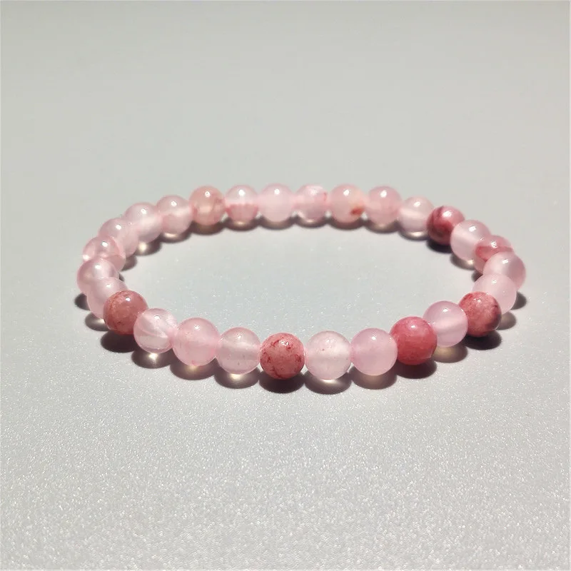 Women 6 8 10 12MM Crackled Healing Crystal Beads Rose Quartz Pink Agate Bracelet Stretch Natural Stone Persian Jade Bracelet
