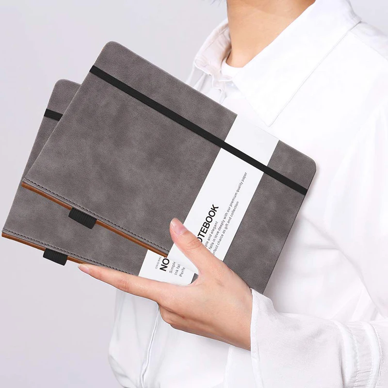 High Quality A5 Business Engraved Leather Bound Plain Journal Notebook with A Pen Loop