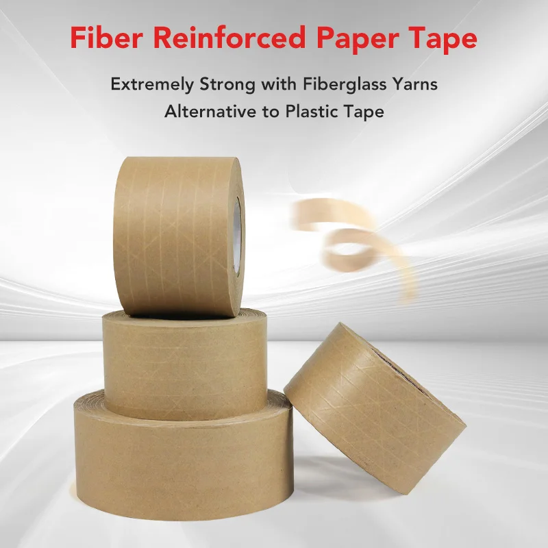 High Quality Multicolor printed kraft paper tape Eco-Friendly Fiber Reinforced Gummed Paper Tape for Carton Packaging