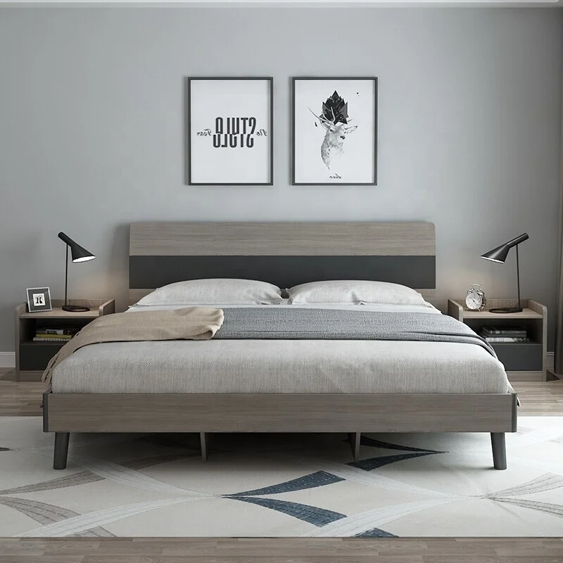 Full Bedroom Low Modern Wooden Models Minimalist King Size Oak Queen Set Furniture High Quality Hotel Frame Queen Bed