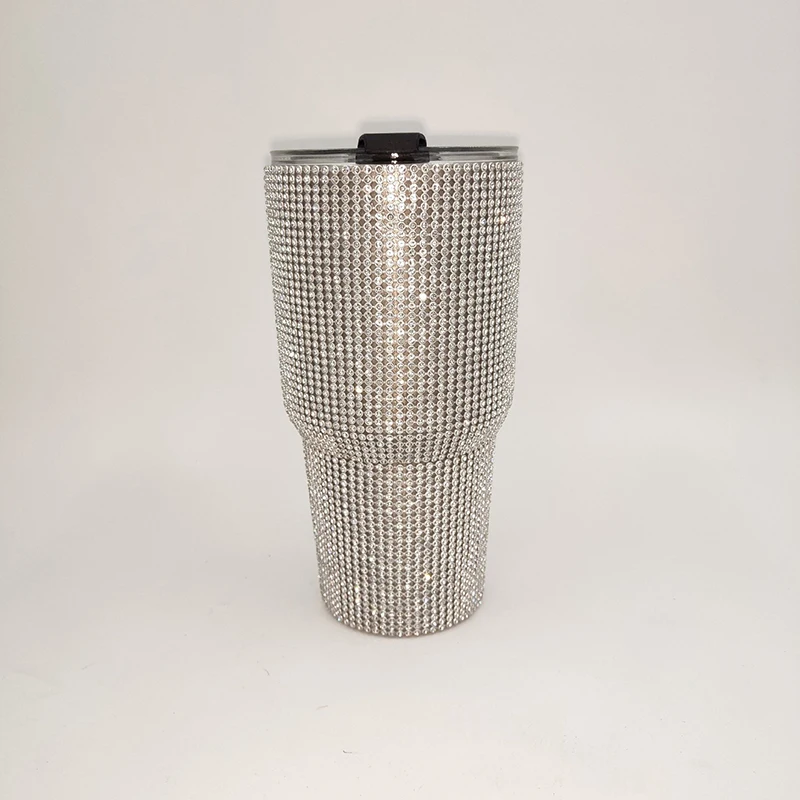 BPA free Rhinestone Diamond Bling Car Coffee Cup Cyrstal Stainless Steel Insulated 30oz Tumbler With Lid