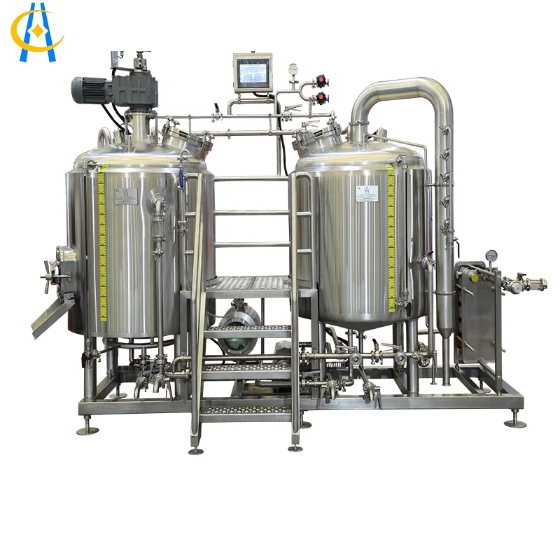 Craft beer small fast production stainless steel beer brewing equipment  with operating platform