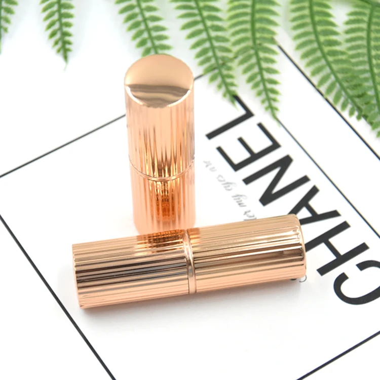 Роскошный Розовый Золотой пустой тюбик для губной помады под заказ контейнер для бальзама для губ