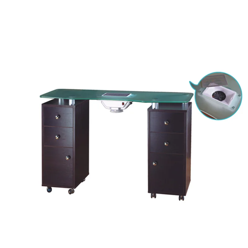 Light Luxury Manicure Table Nail Salon Furniture Pedicure Storage Desk with Double Drawers MDF Modern Durable Vanity Table