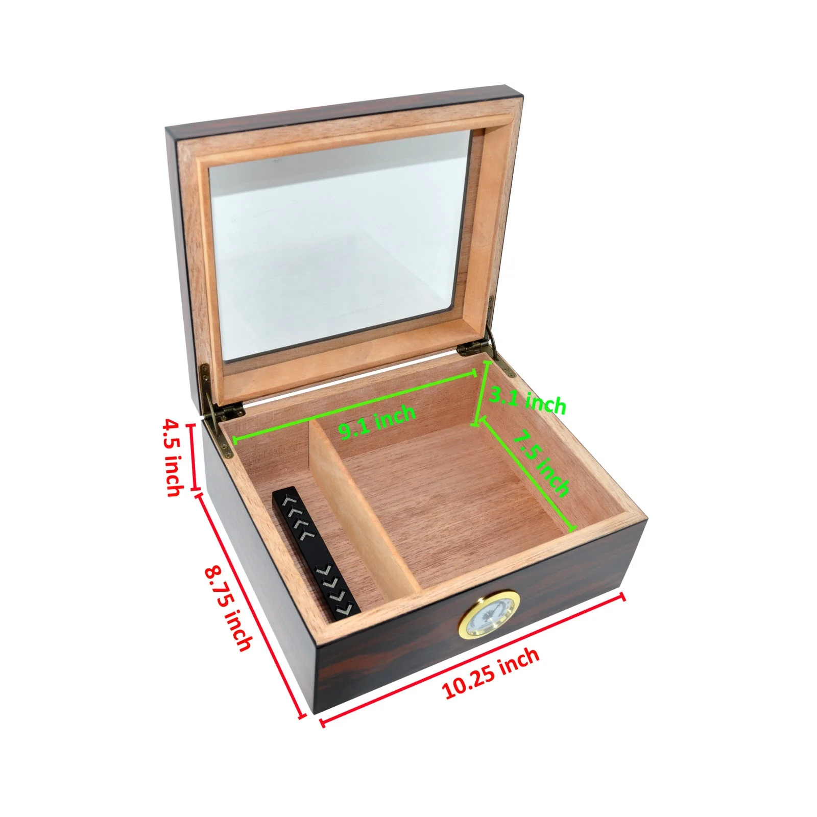 Wholesale Custom Portable Cedar Wood Cigar Case 25-50 Count Luxury Tempered  Glass Top  Wooden Cigar Humidor
