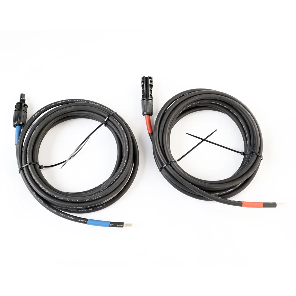 8AWG 10mm 2pcs 5m Copper Solar PV MC 4 Male Female Power Extension Cable for Solar Panel Power Station