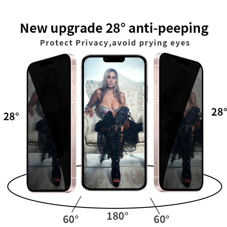 High Quality 0.33mm 3D 9H Anti Spy Privacy Tempered Glass privacy screen protector For iphone 11 12 13 Pro Max Mini