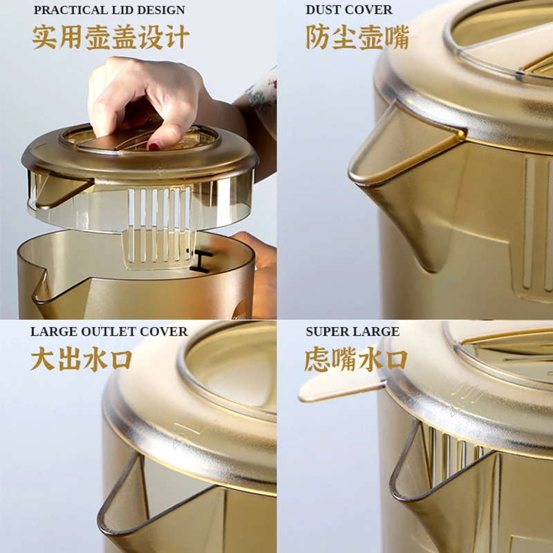 Super Large 2.4L PC Dark Brown Acrylic Teapot Heat-Resistant Tea Ice Water 5L Milk Bottle Shop Use Colorful Water Bottle