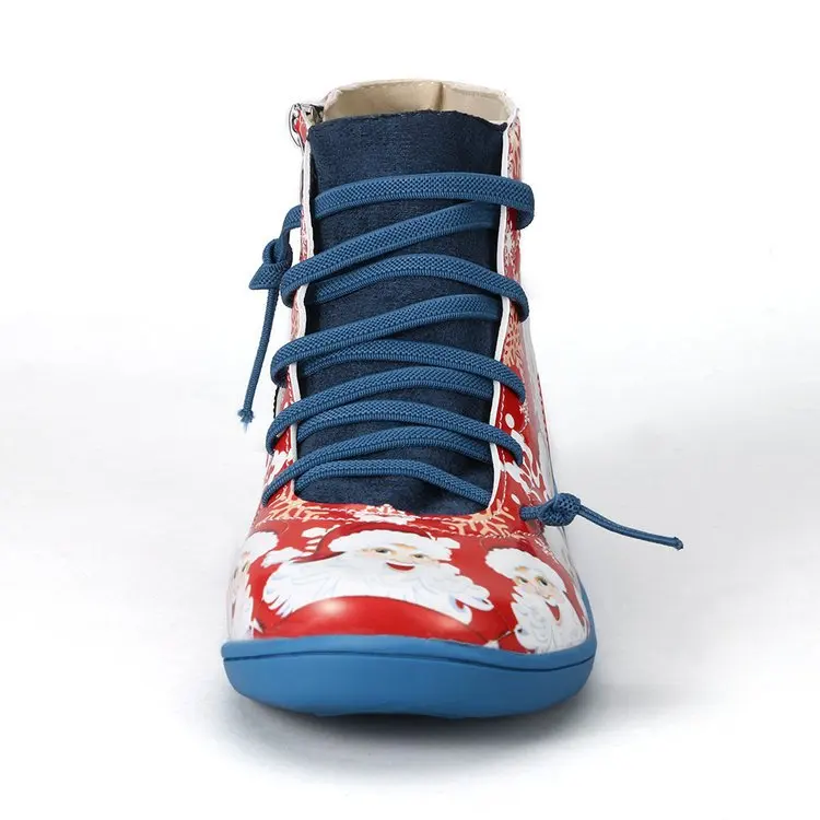 
2020 women Christmas Santa Claus ELK Printed Boots Female Round Toe Boots 